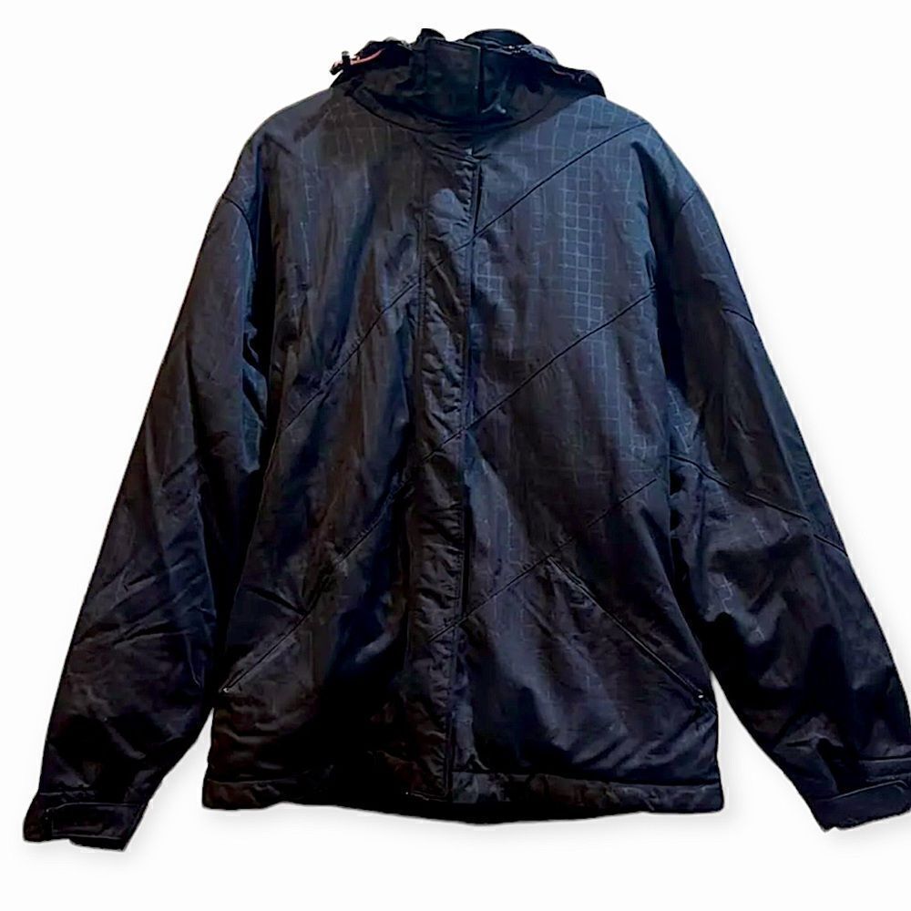 Powder Room Ride Hoarder Black Abstract Print Pink Lining Winter Ski Jacket L
